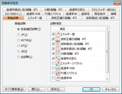 多目的赤外分光光度計バリデーション画面