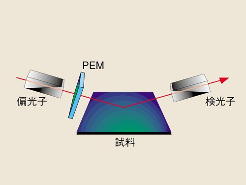 光が試料表面で反射する様子