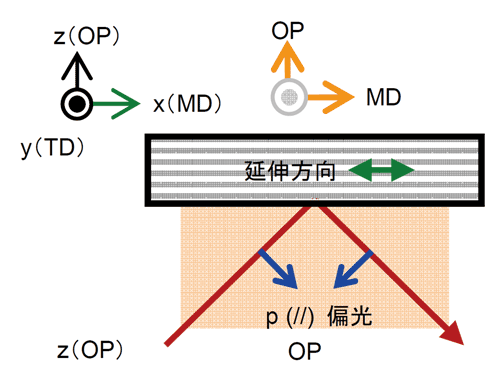 Irradiation of p-polarized film